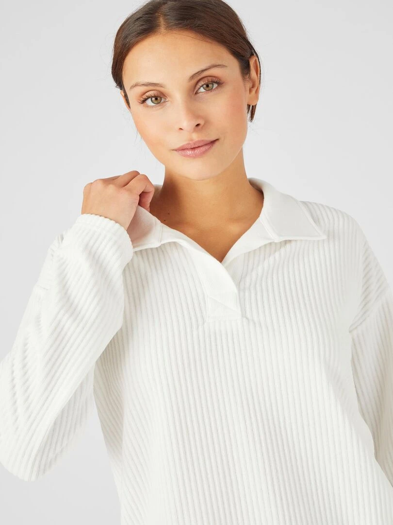 Pyjama maille velours côtelé Thermolactyl Damart Blanc Ecru Blanc