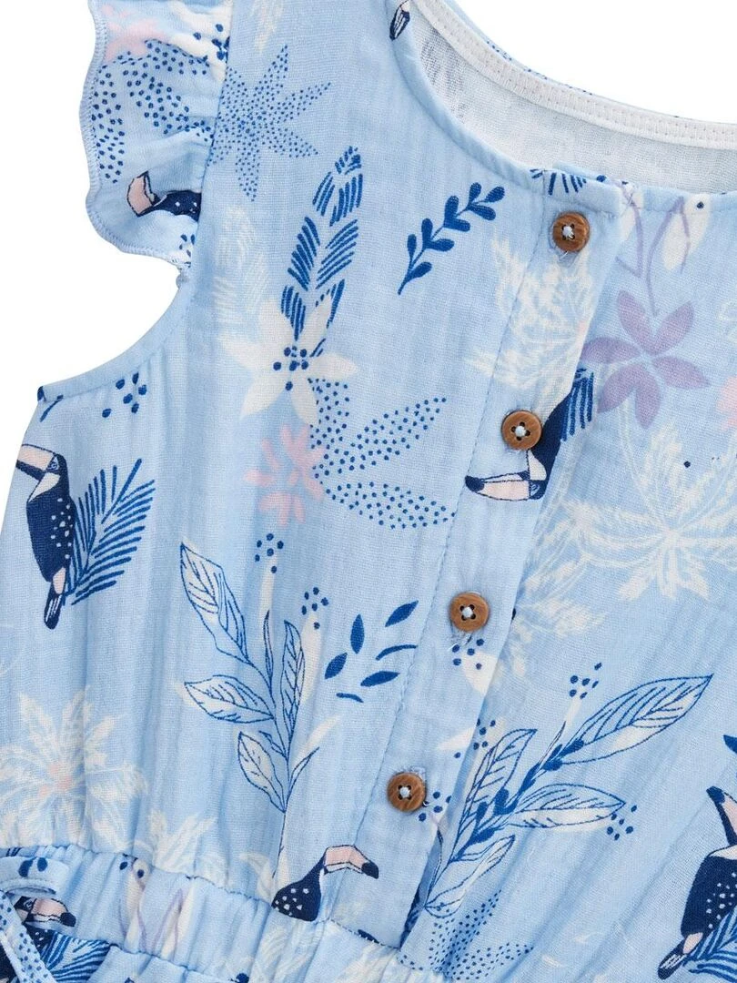 Combishort bébé + chapeau en gaze de coton bleue Bella Chica   Bleu