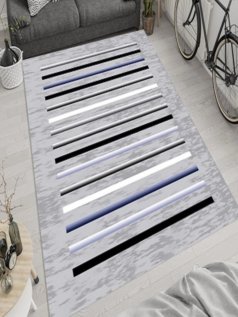 Tapis Rayures Gris Gris