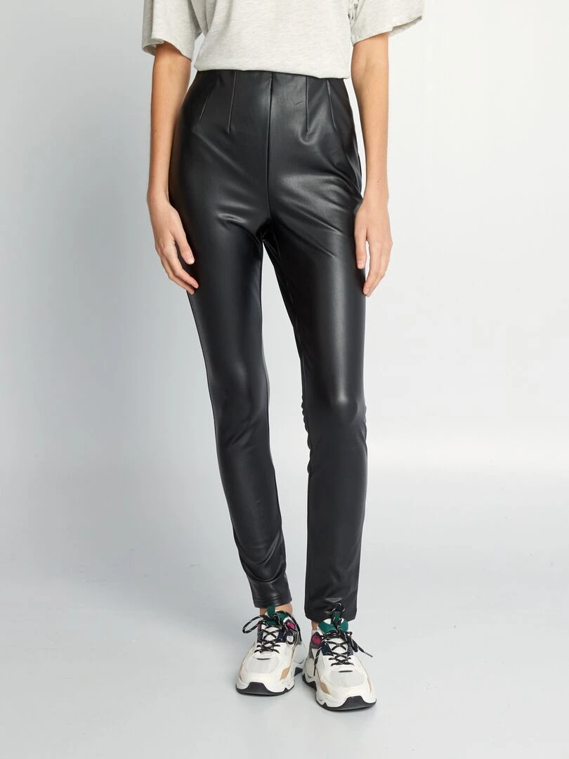 Legging en simili taille haute noir