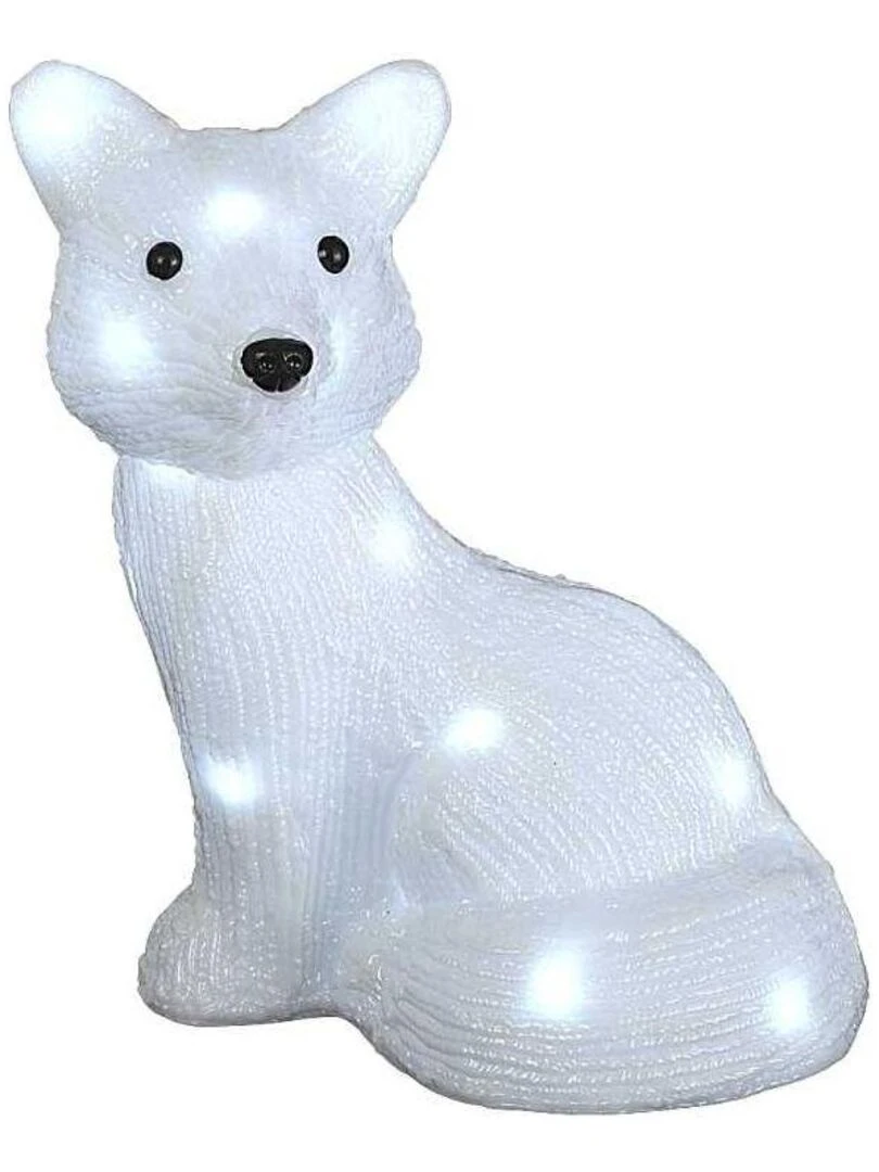 Renard assis Acrylic 24 leds H30 piles Blanc