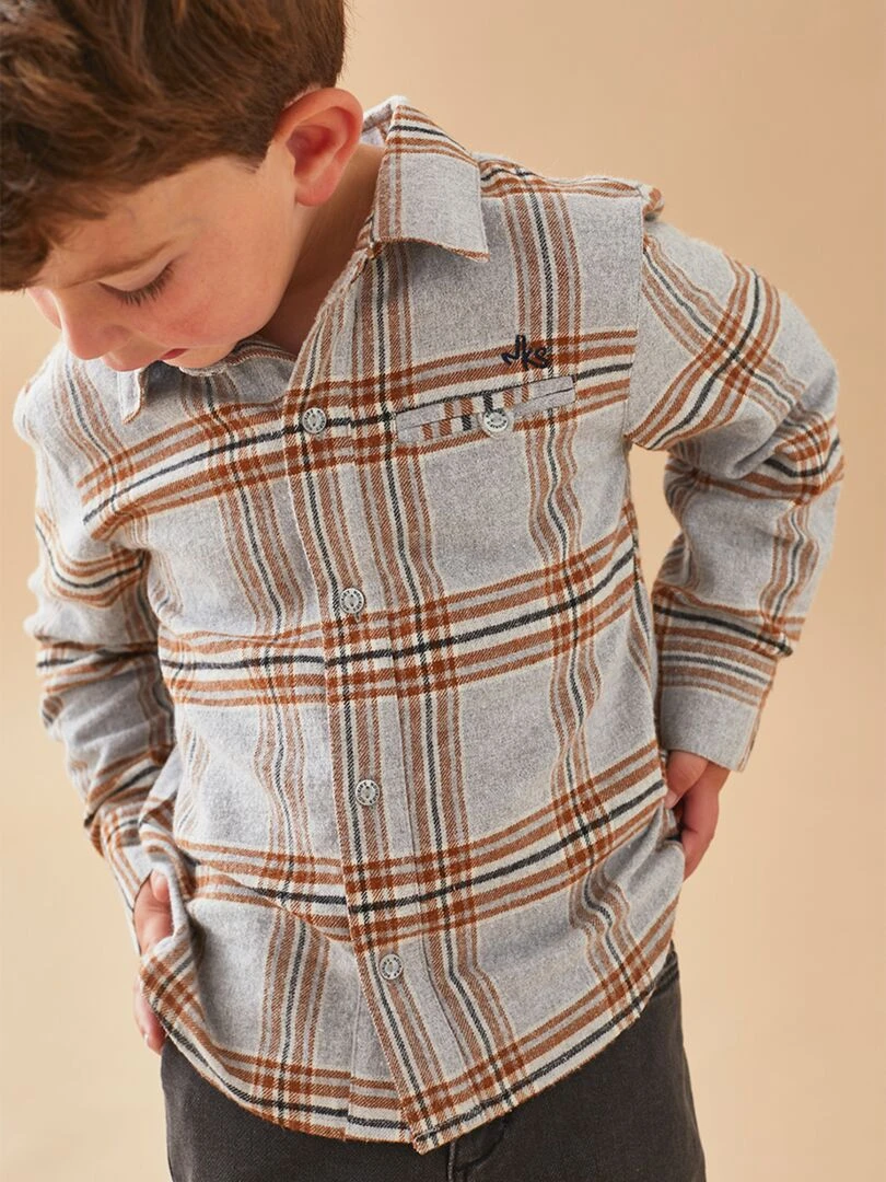 Chemise flannelle à carreaux clair/brun Gris