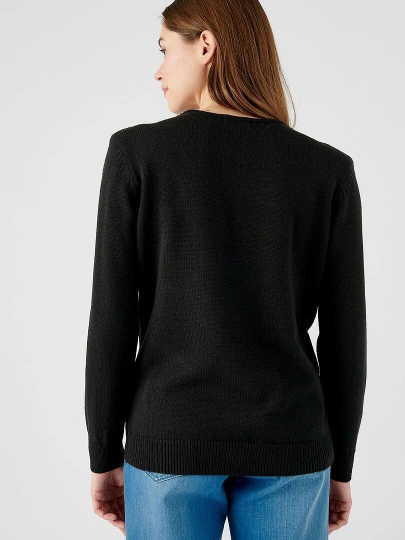 Pull col "V" maille jersey   Damart   Noir