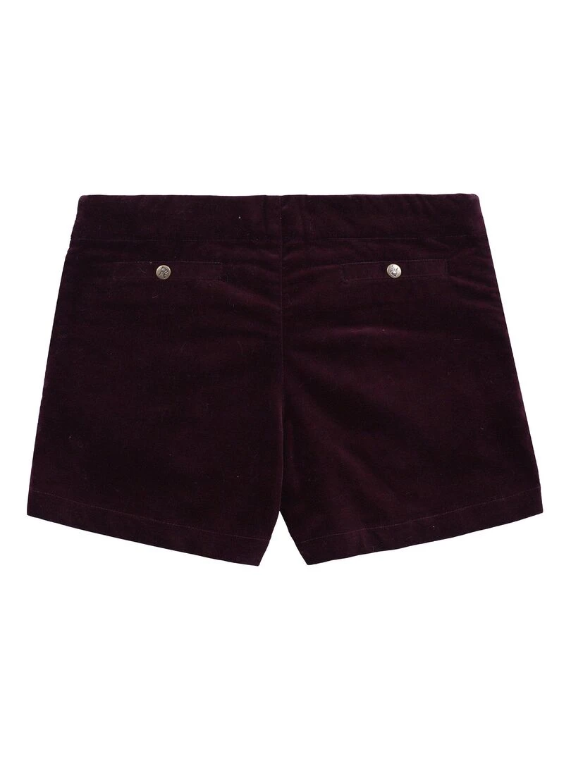 Short Hiver Fille  Velours Prune  Ceinture à Paillettes  POUPETTE   'LA FAUTE A VOLTAIRE'   Bordeaux