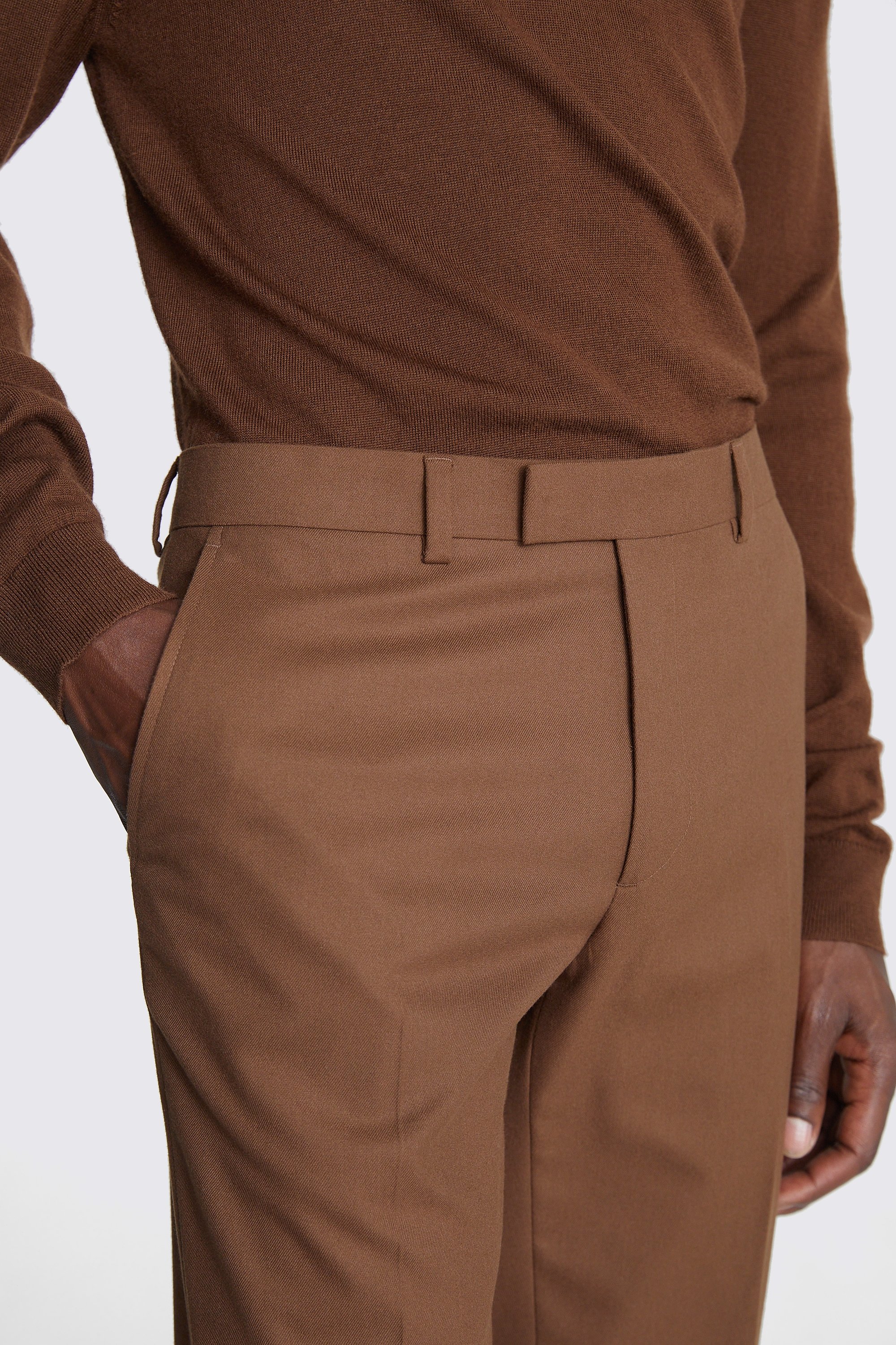 Slim Fit Copper Flannel Trousers   Buy Online at Moss