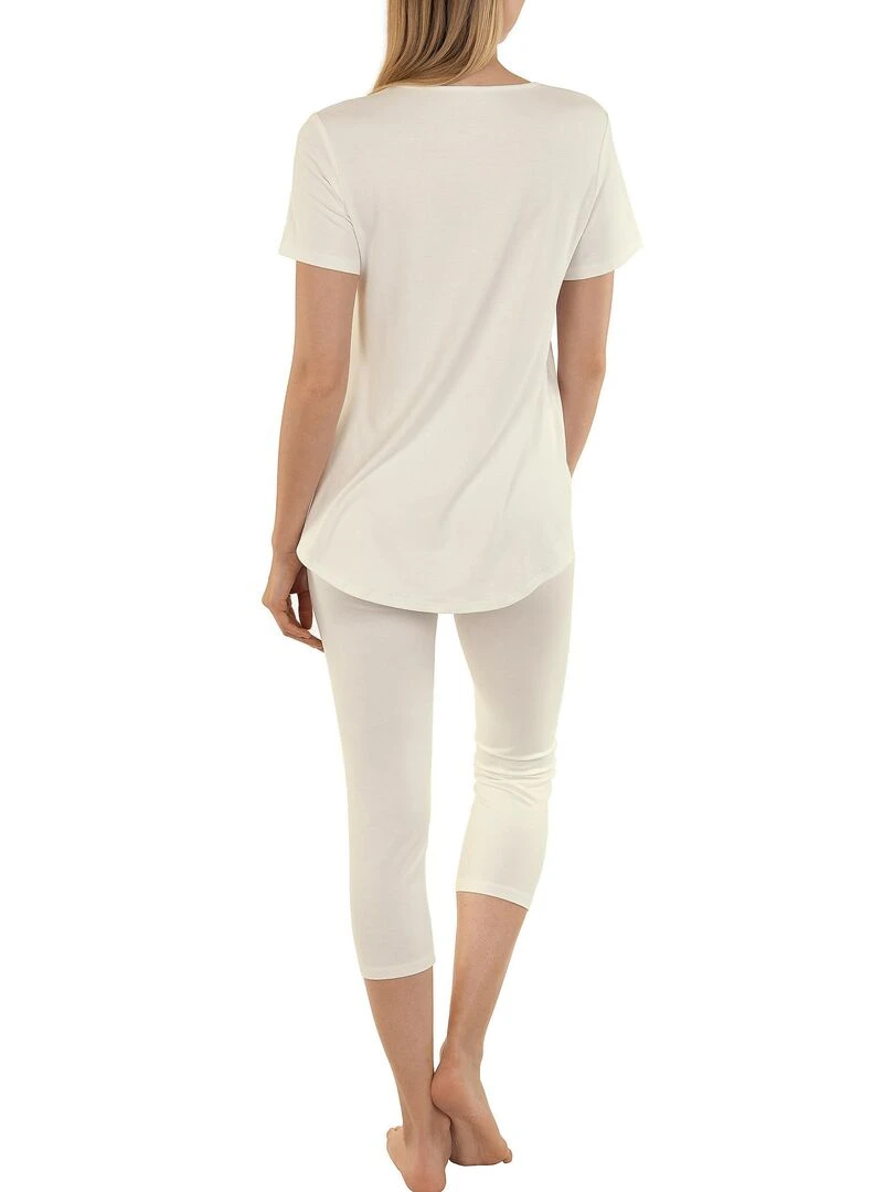 Tenue d'intérieur pyjama pantacourt t shirt Felicity ivoire Ecru