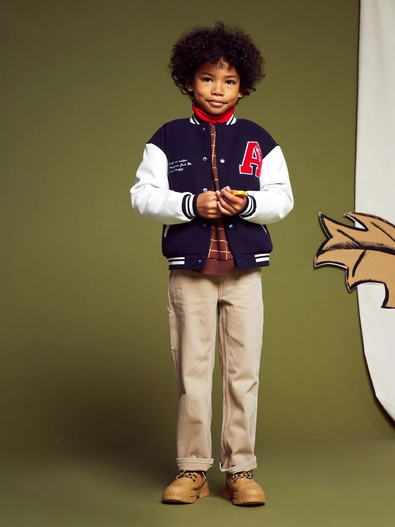 Blouson style 'campus'   Bleu