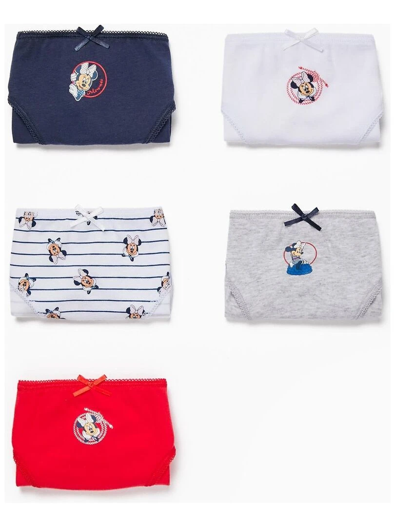 Lot 5 Culottes en Coton Fille 'Minnie' DISNEY Multicolore