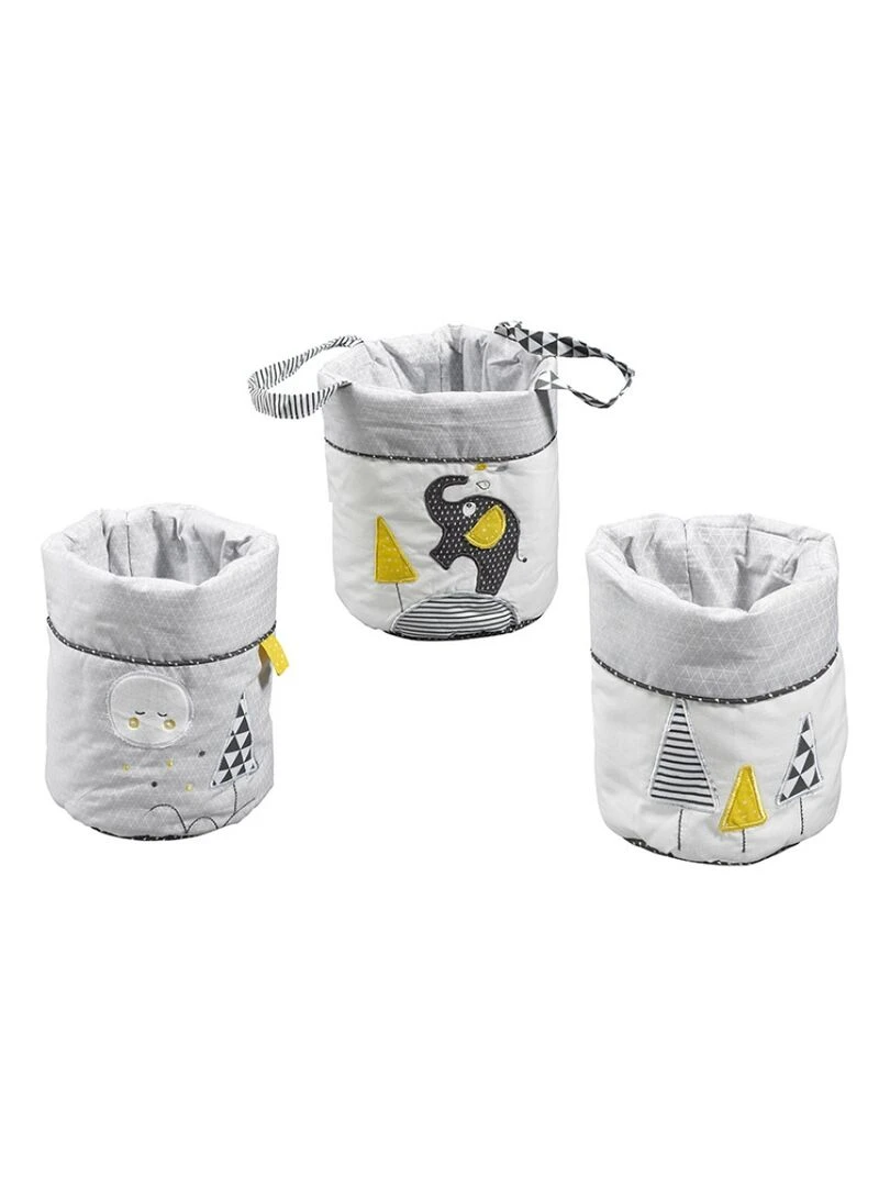 Lot de 3 paniers de toilette Babyfan Gris
