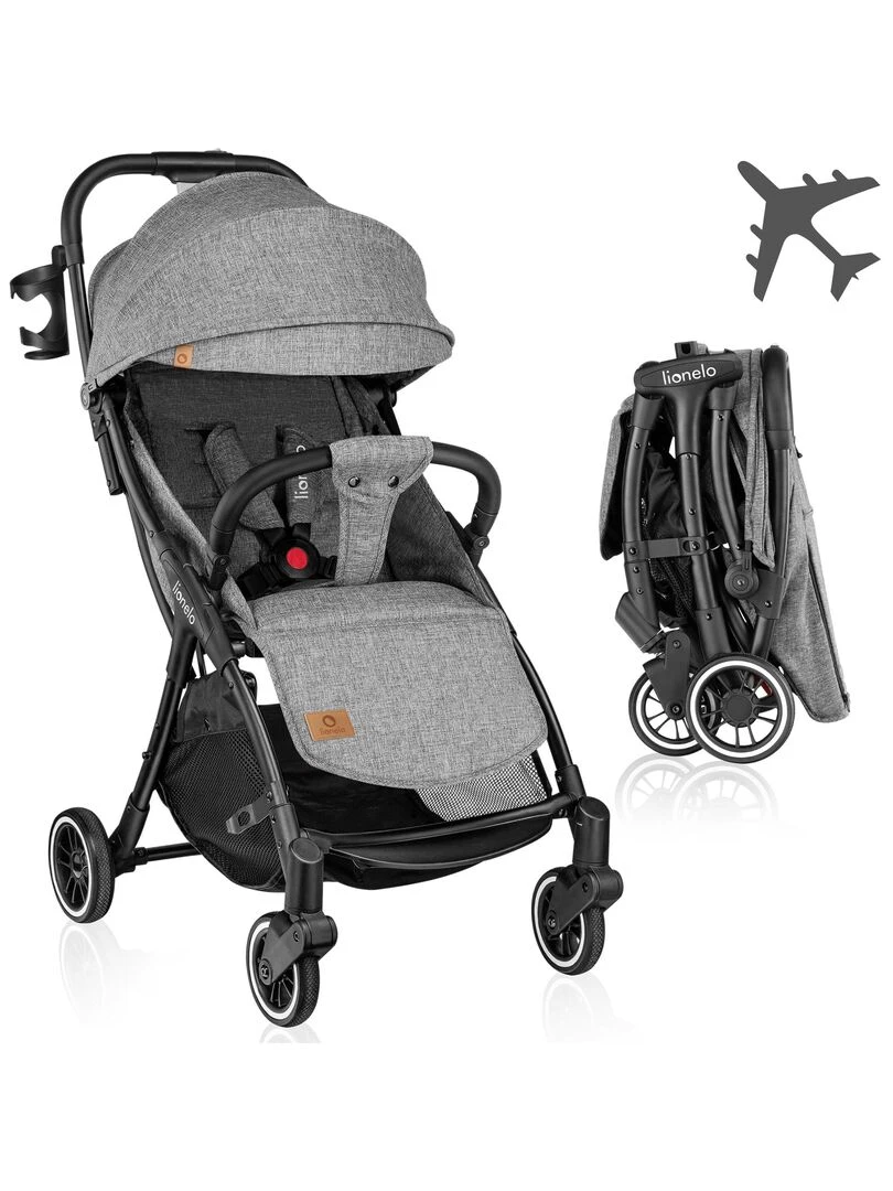 LIONELO Julie One Poussette canne Jusqu'à 22 Kg Légère & pliable Accessoires Gris Gris Noir