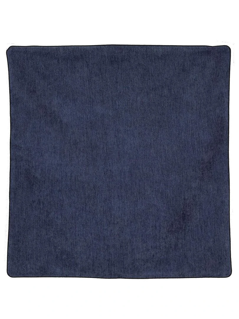 Housse de coussin passepoilée Effet velours Bleu foncé