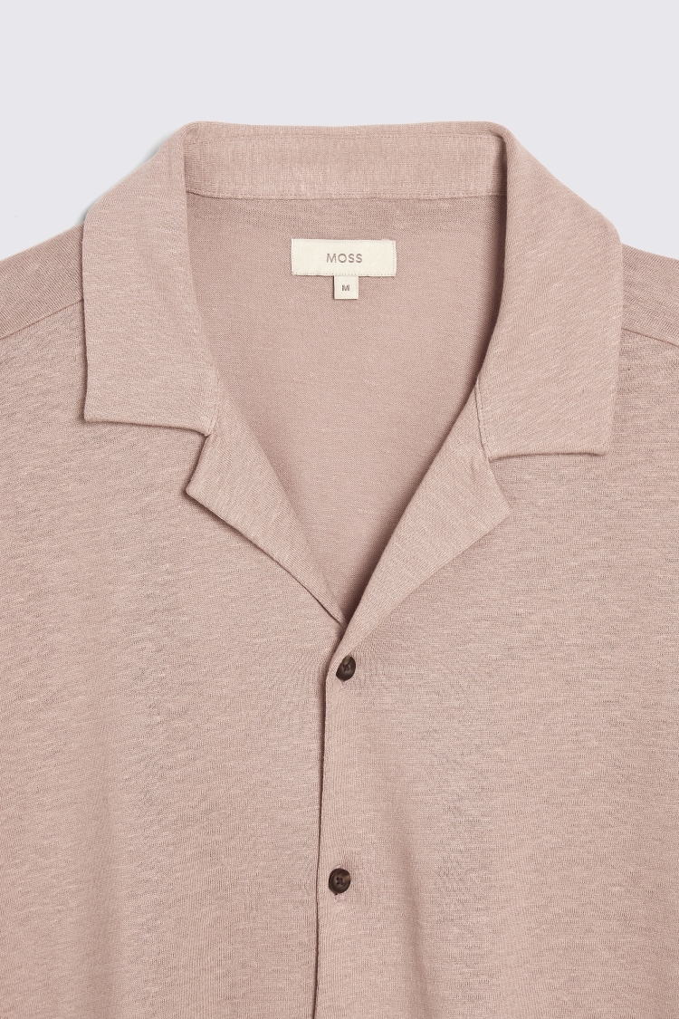 Pink Linen Blend Knitted Cuban Collar Shirt   Buy Online at Moss