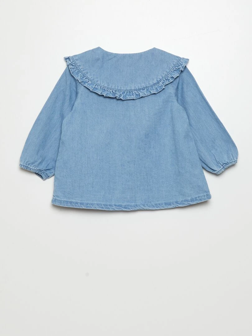 Chemise en denim col volanté   Bleu