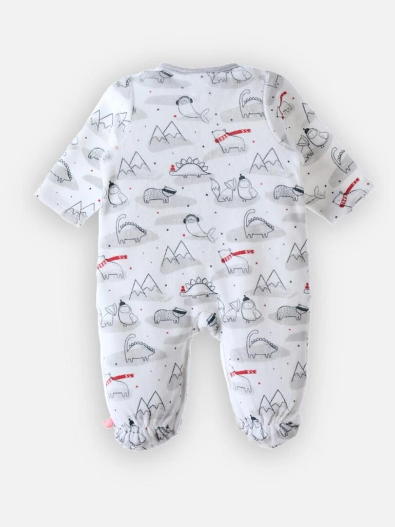 Pyjama 1 pièce Noël en velours  blanc/gris clair   Noukie's   Blanc