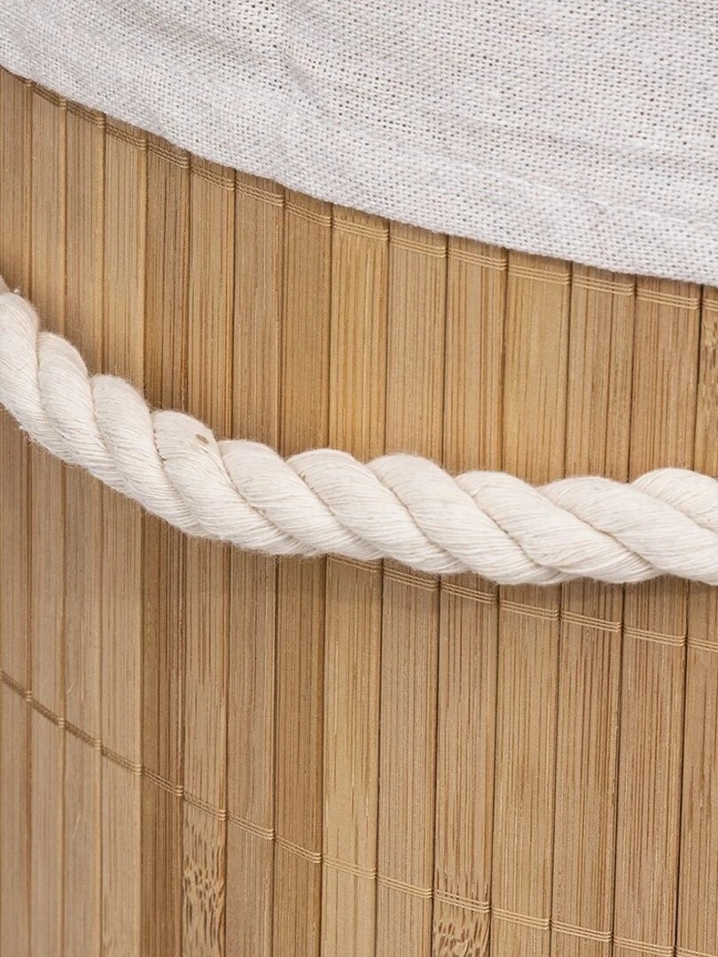 Panier à linge 48L rond bambou   Beige