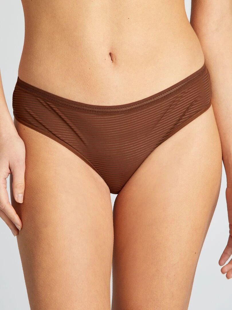 Tanga microfibre Marron