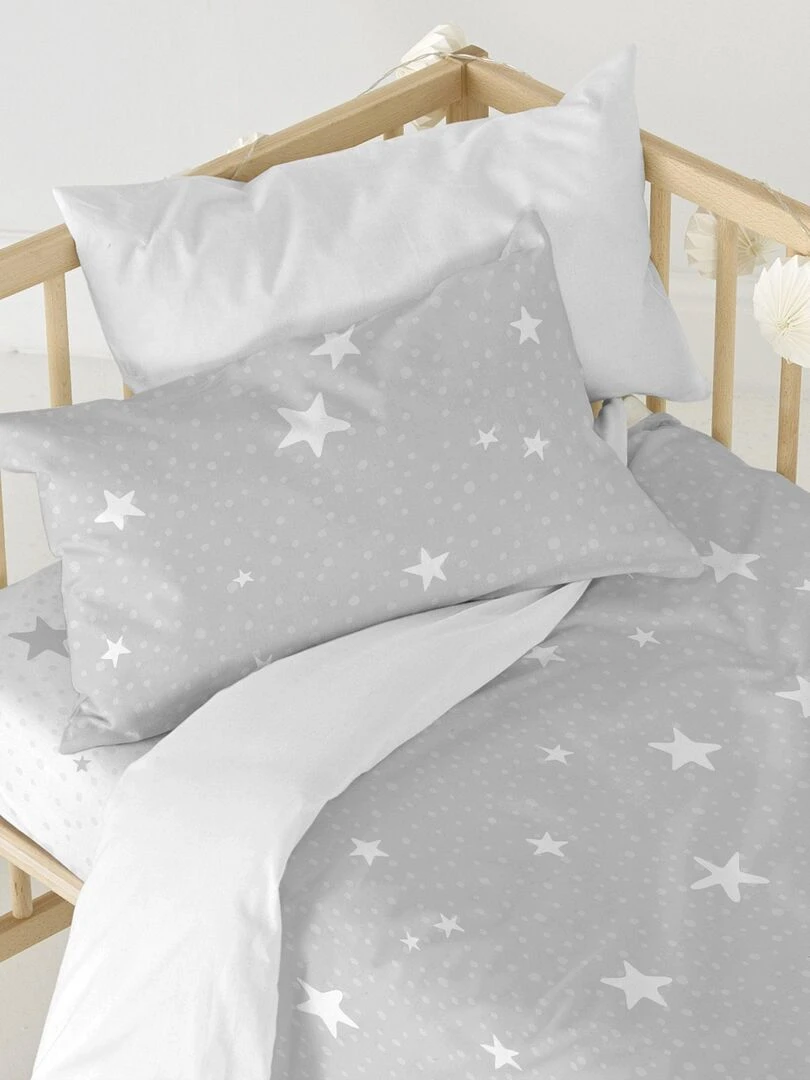 Parure housse de couette 2 pièces Little star "Happyfriday" Gris