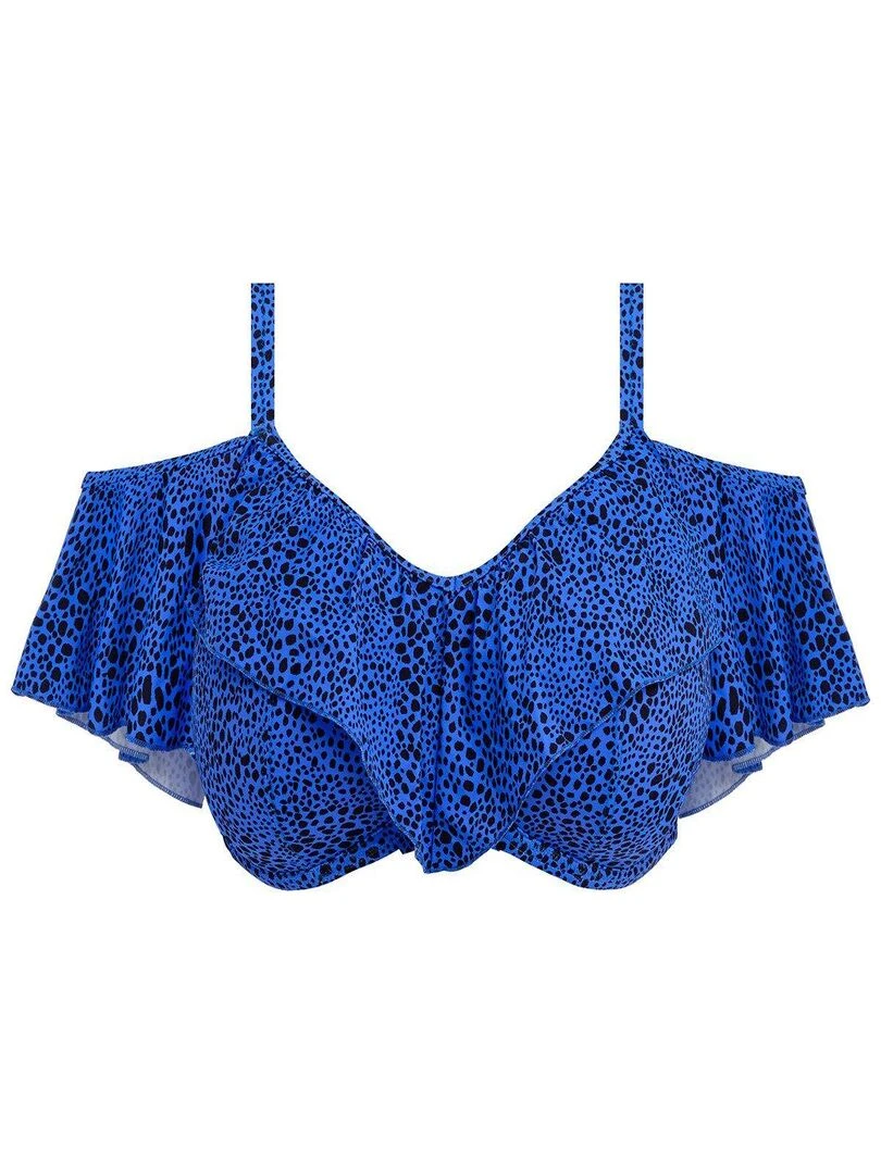 Haut de maillot de bain à volants Pebble cove   Bleu