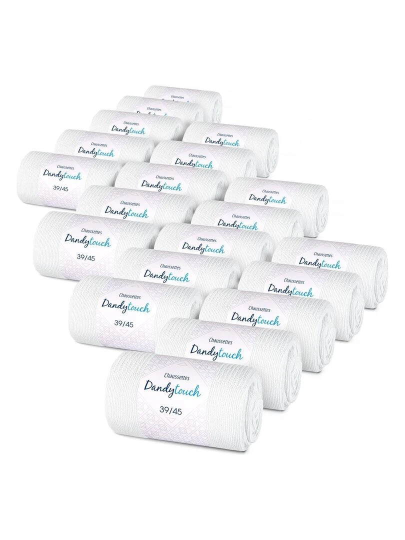 Chaussettes Jersey Coton Lot 20 Paires Fabrication UE Blanc