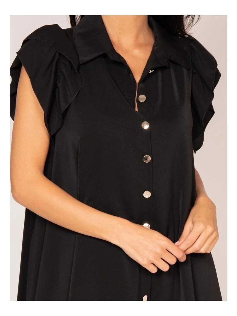 Robe courte boutonnée ILLISA   Noir