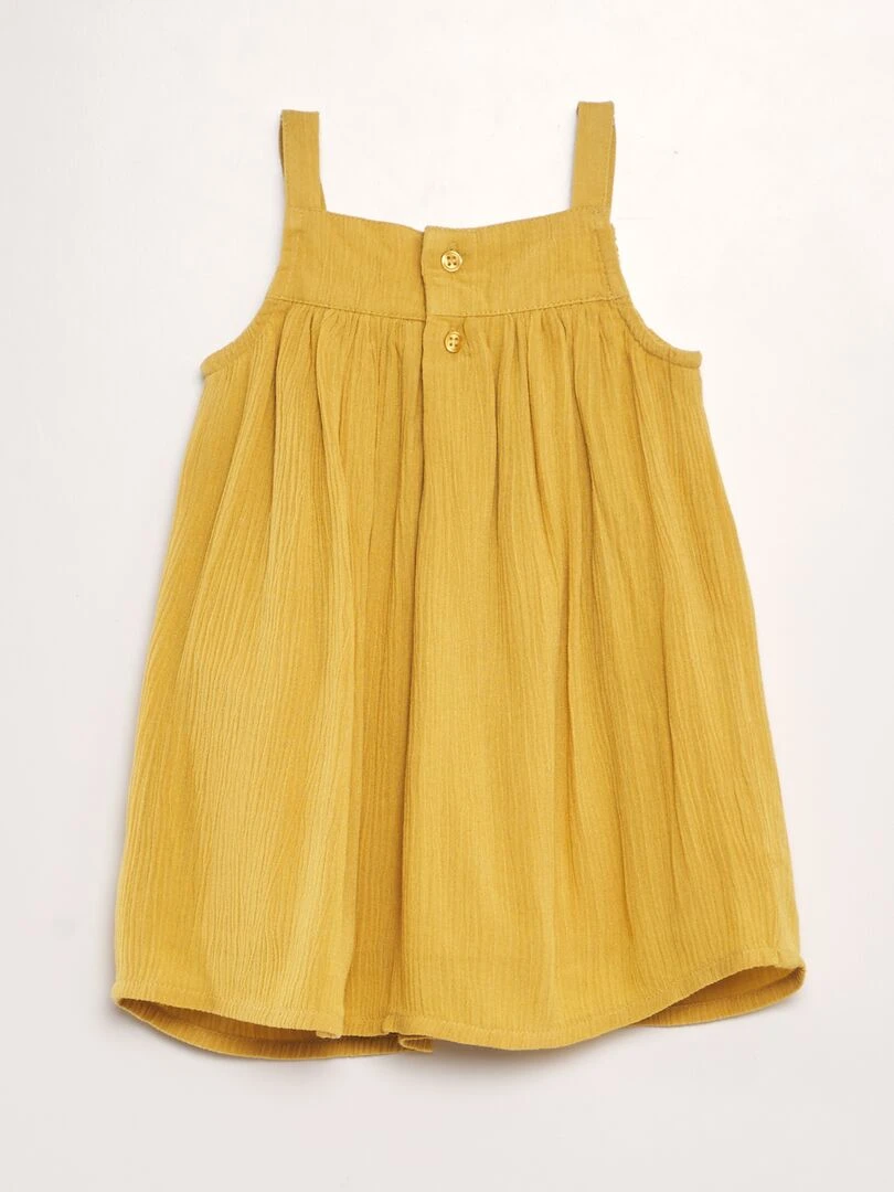 Robe évasée avec broderie Jaune