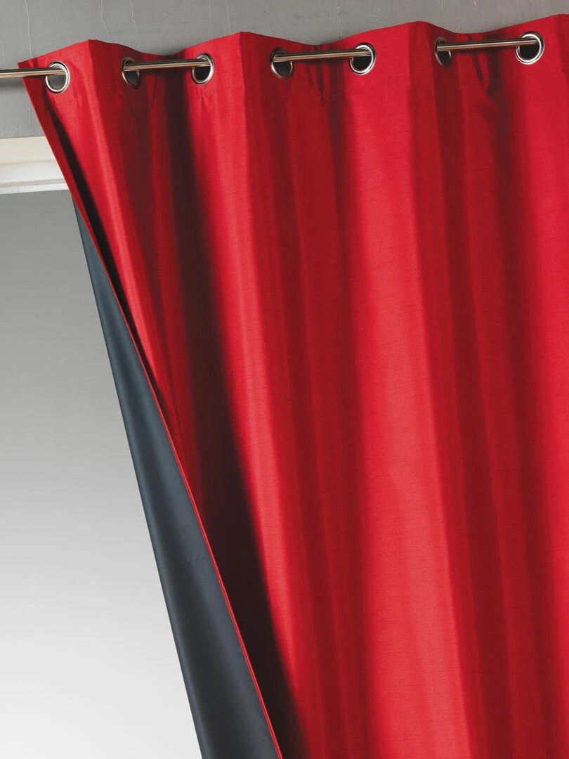 Rideau uni en shantung occultant 3 couches Rouge brique