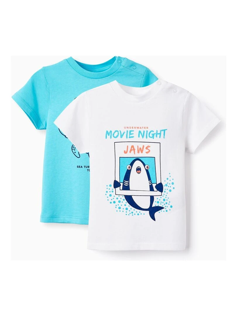 2 T Shirts En Coton Pour Bébé Garçon 'Animaux Marins' manches courtes EXPLORING AUSTRALIA Bleu