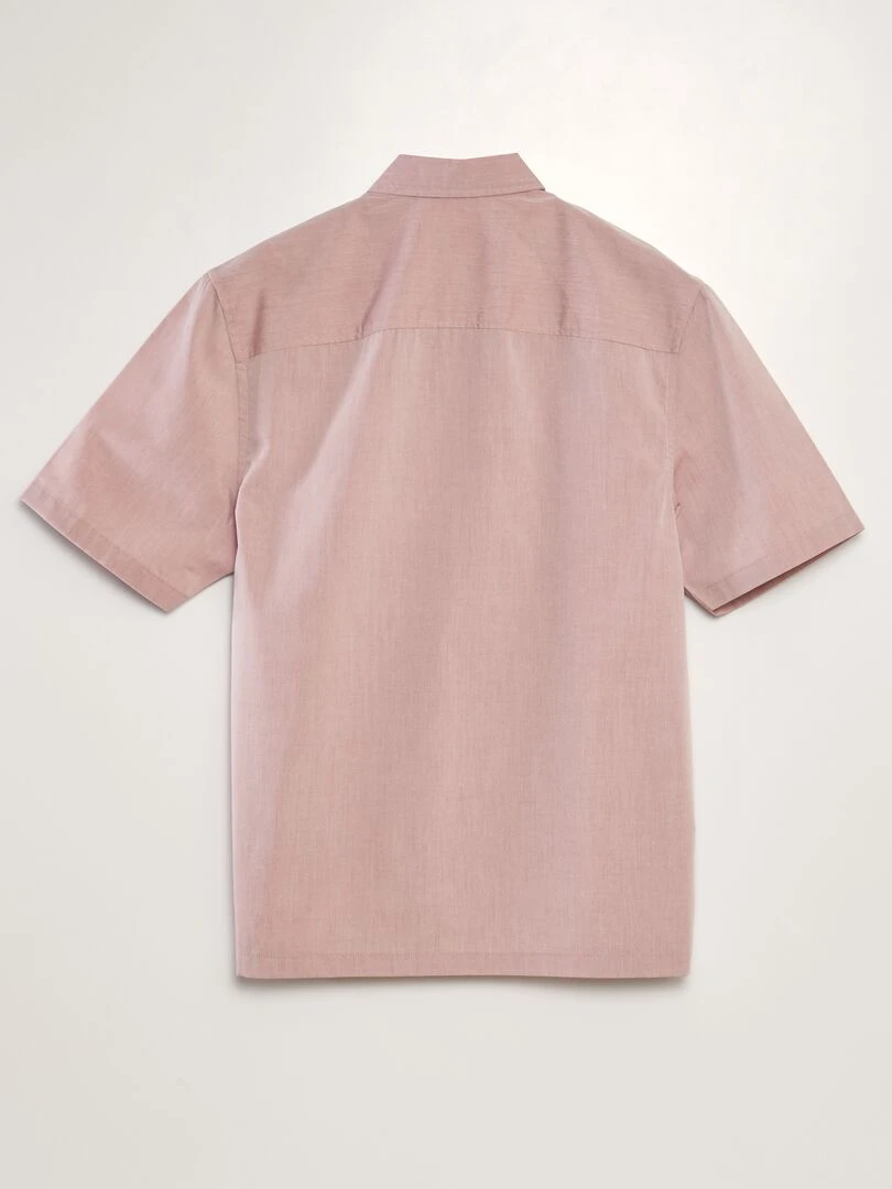 Chemise en popeline à manches courtes Rose