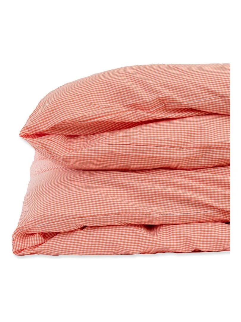 Housse de Couette en Coton Bio Vichy Orange