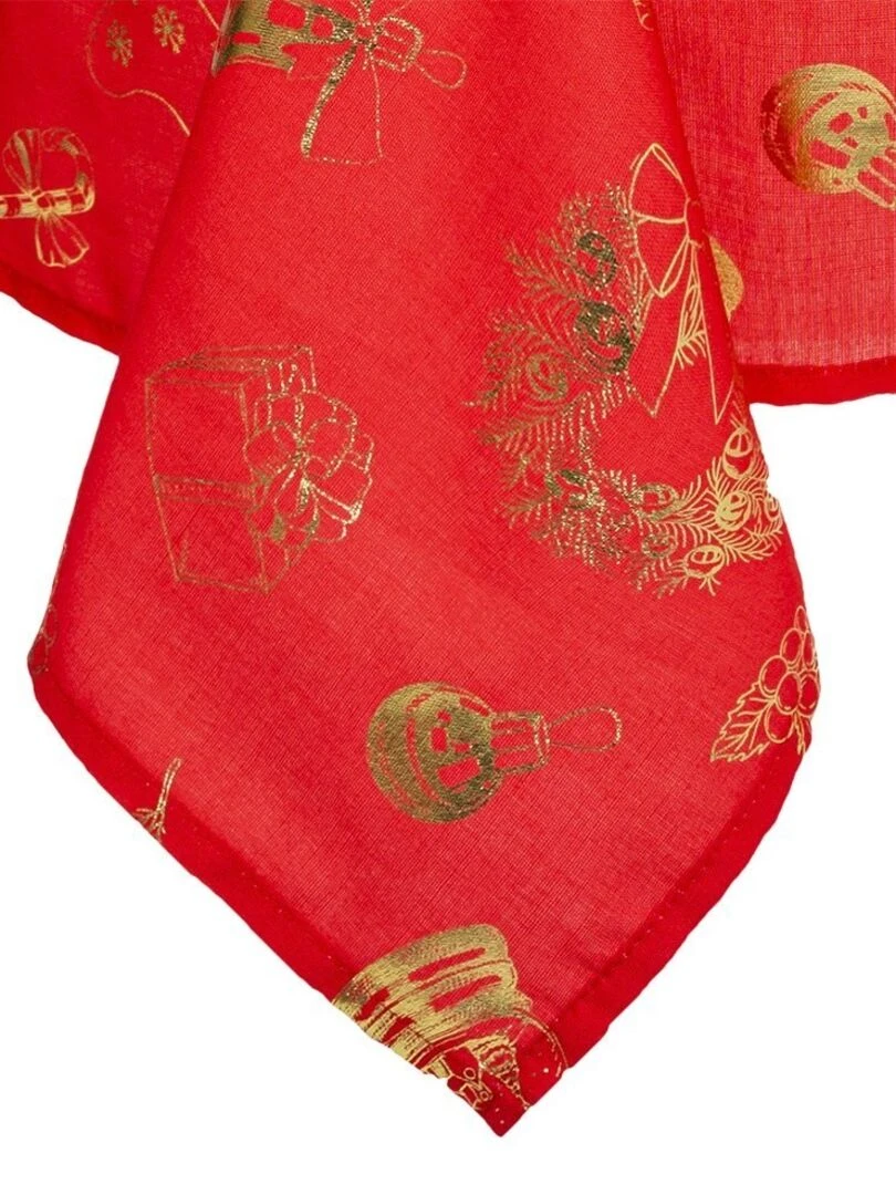 Nappe rectangulaire 140x240 cm rouge imprimé or Rouge