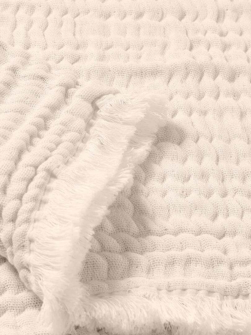 Couverture mousseline avec franges bebe respirante 4en1 Saumon