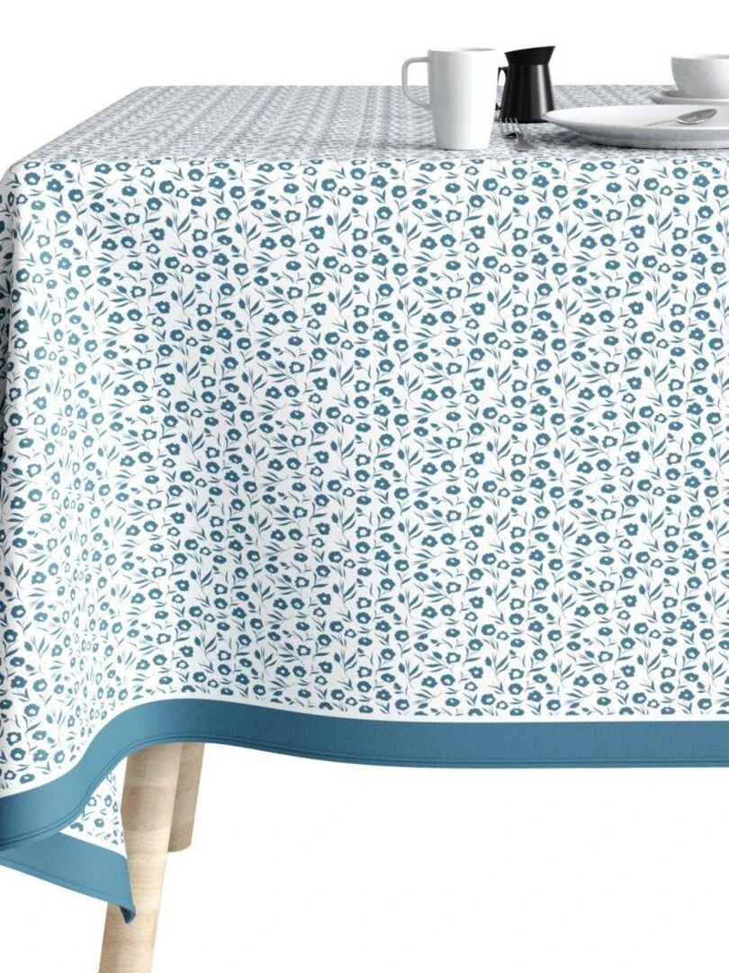 Nappe rectangulaire anti tache en Coton   Fleurs Des Champs Bleu   Bleu