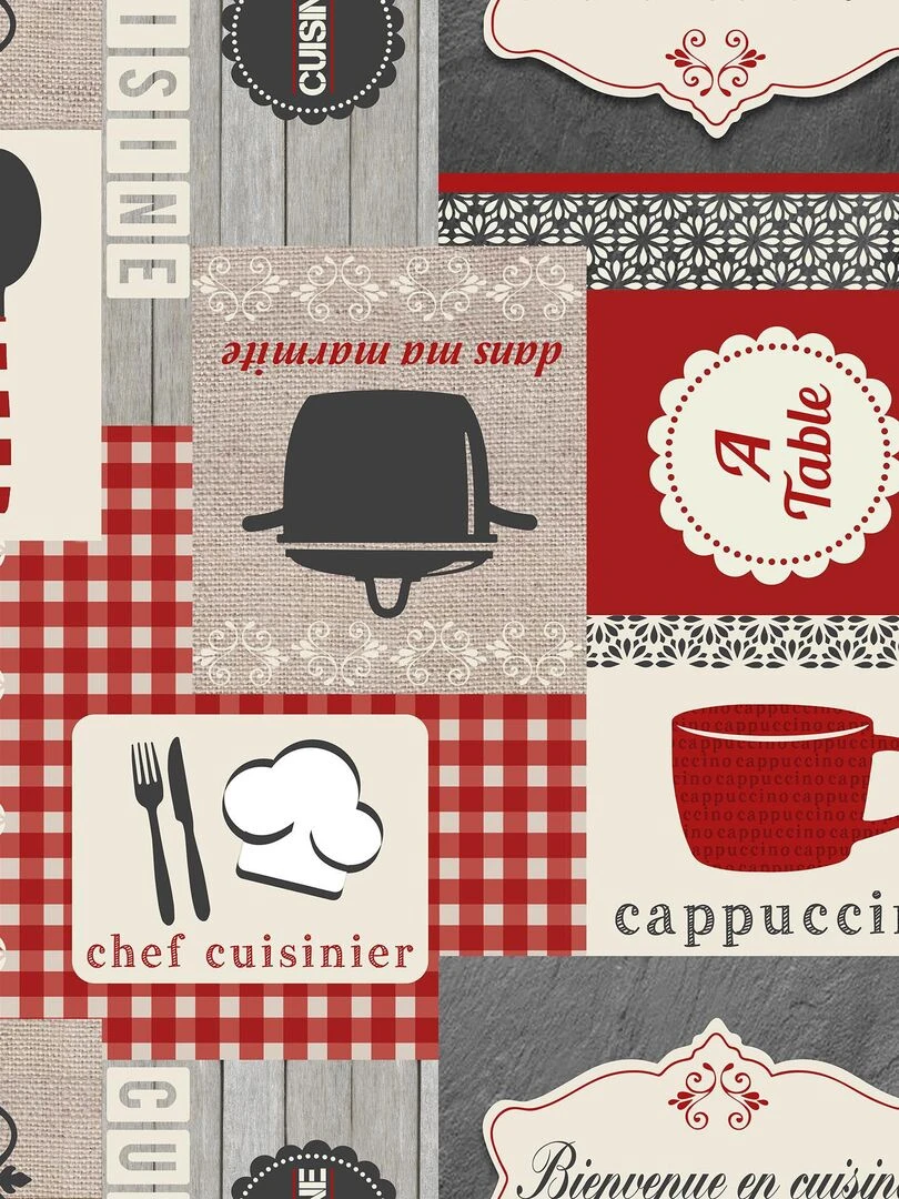 Nappe Toile cirée au mètre Marmite Rouge