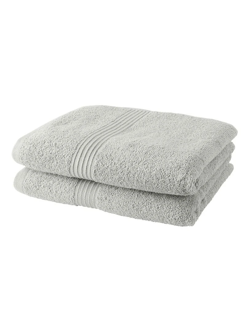 Lot de 2 serviettes de toilette coton uni ESSENTIAL Blanc