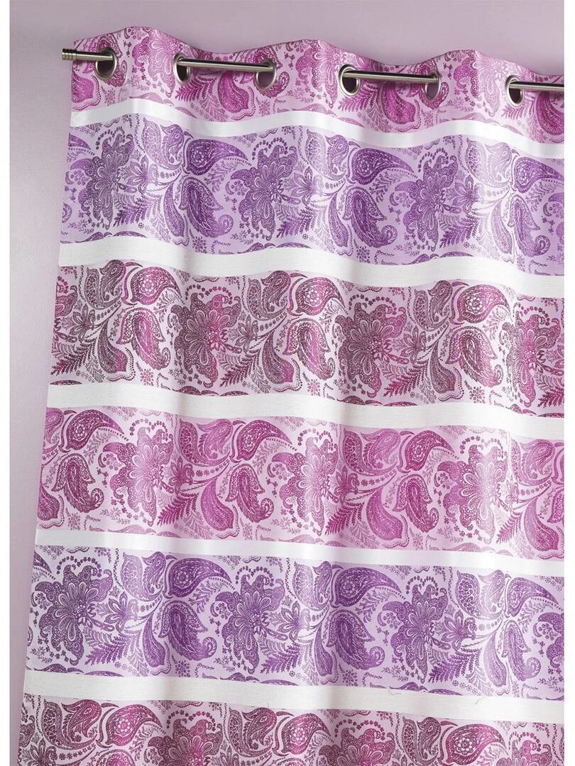 Rideau en jacquard à rayures horizontales fantaisies Rose fushia