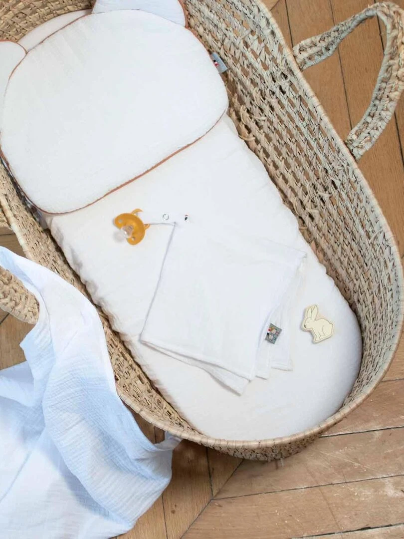 Drap housse couffin ovale en gaze de coton  Jeanne   Beige