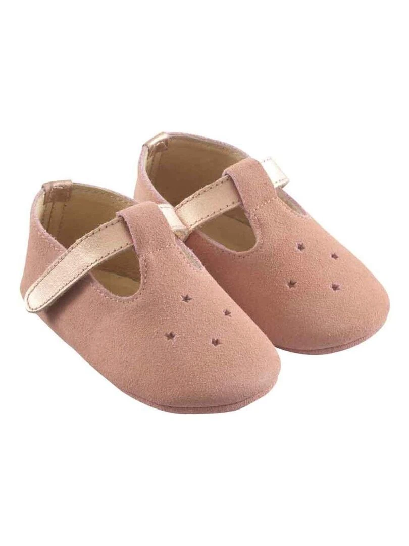Chaussures bébé cuir souple Star Rose
