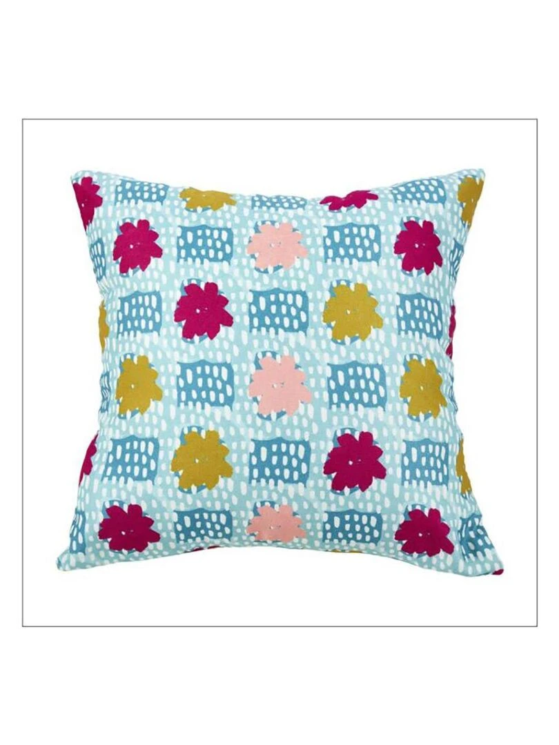 Housse de coussin 40x40 cm Fleurie   Bleu