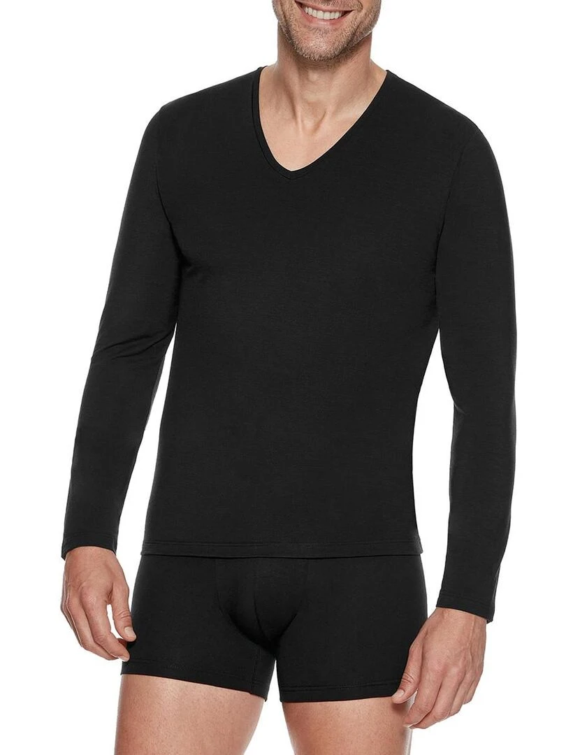 Tricot de peau en laine lyocell Premium Wool   Noir