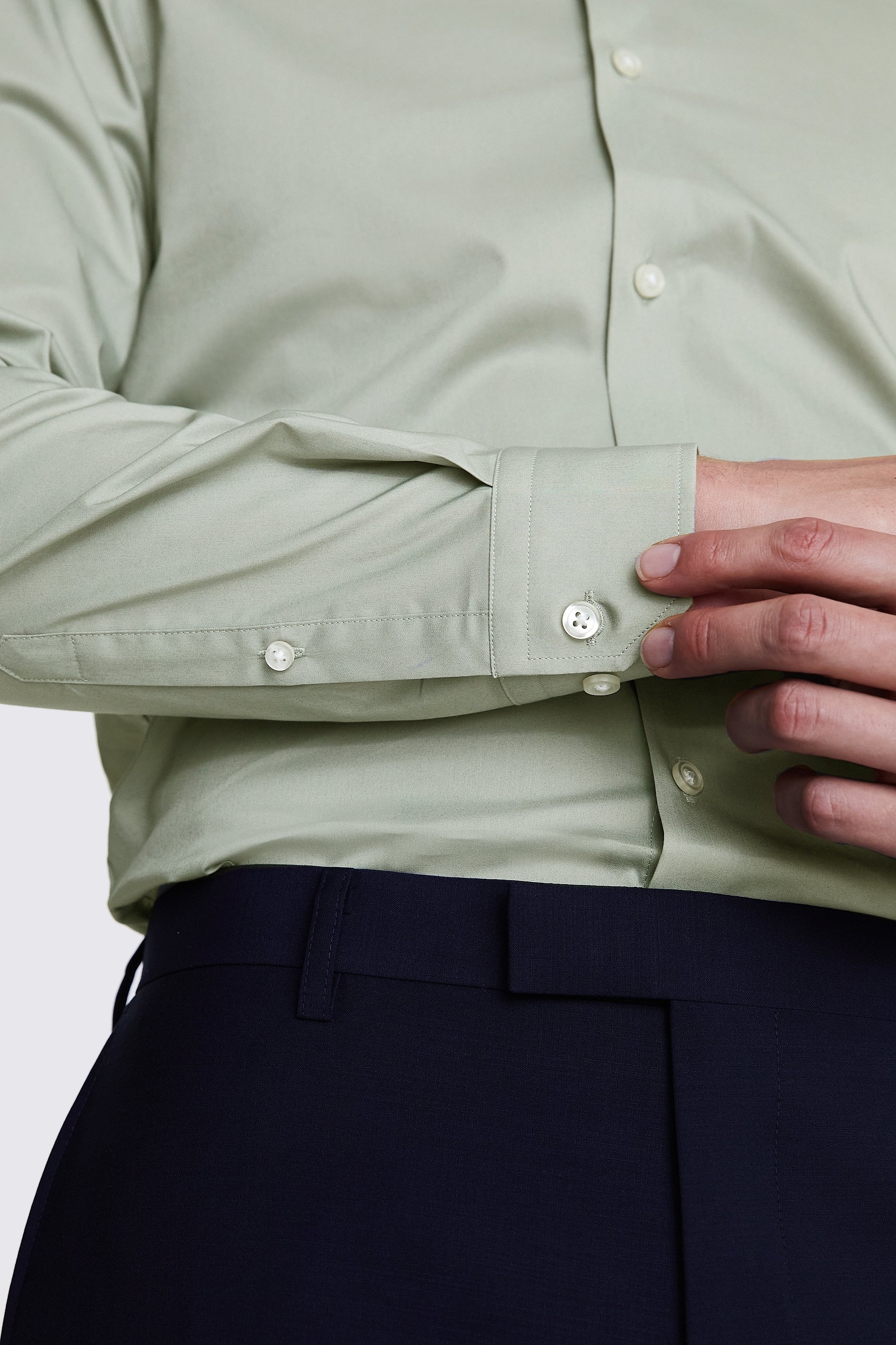 Slim Fit Sage Green Stretch Shirt    Buy Online at Moss