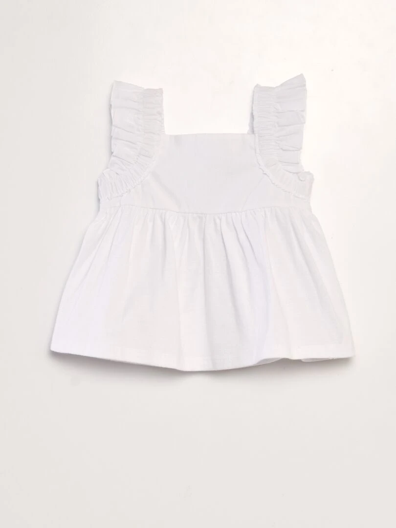 T shirt avec bretelles volantées blanc