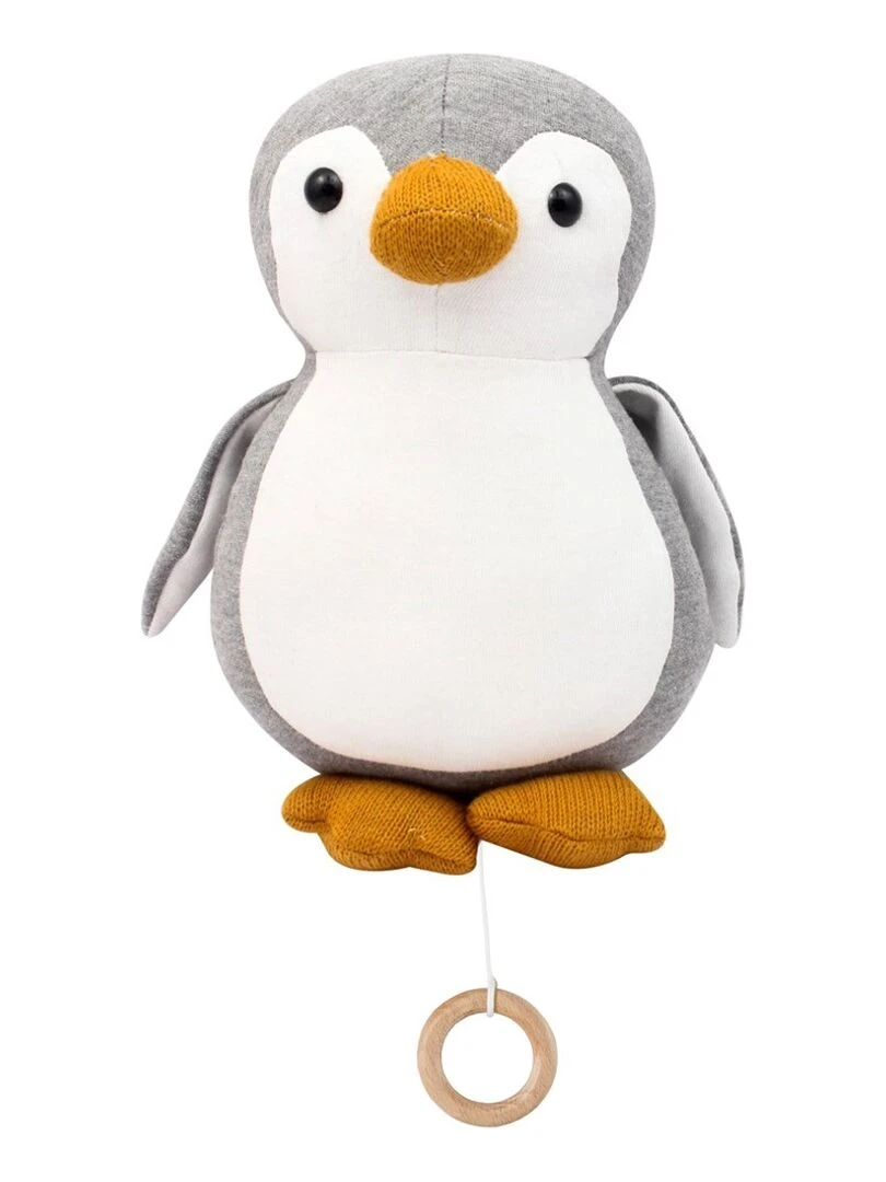 Boîte à musique en coton jersey pingouin Gris
