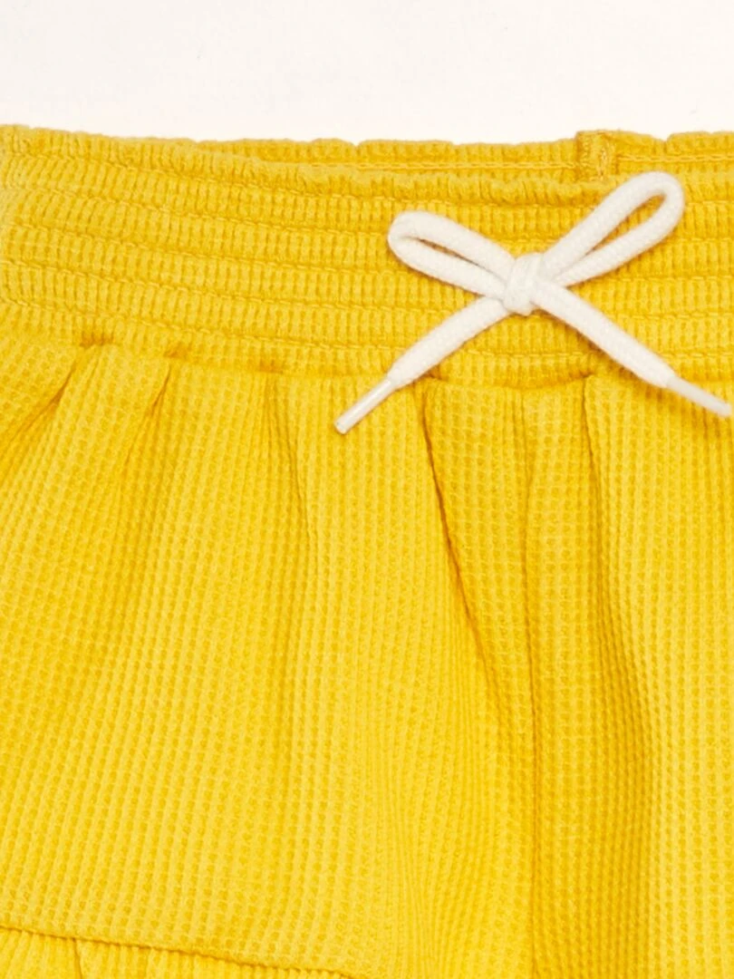 Short en nid d'abeilles   Jaune