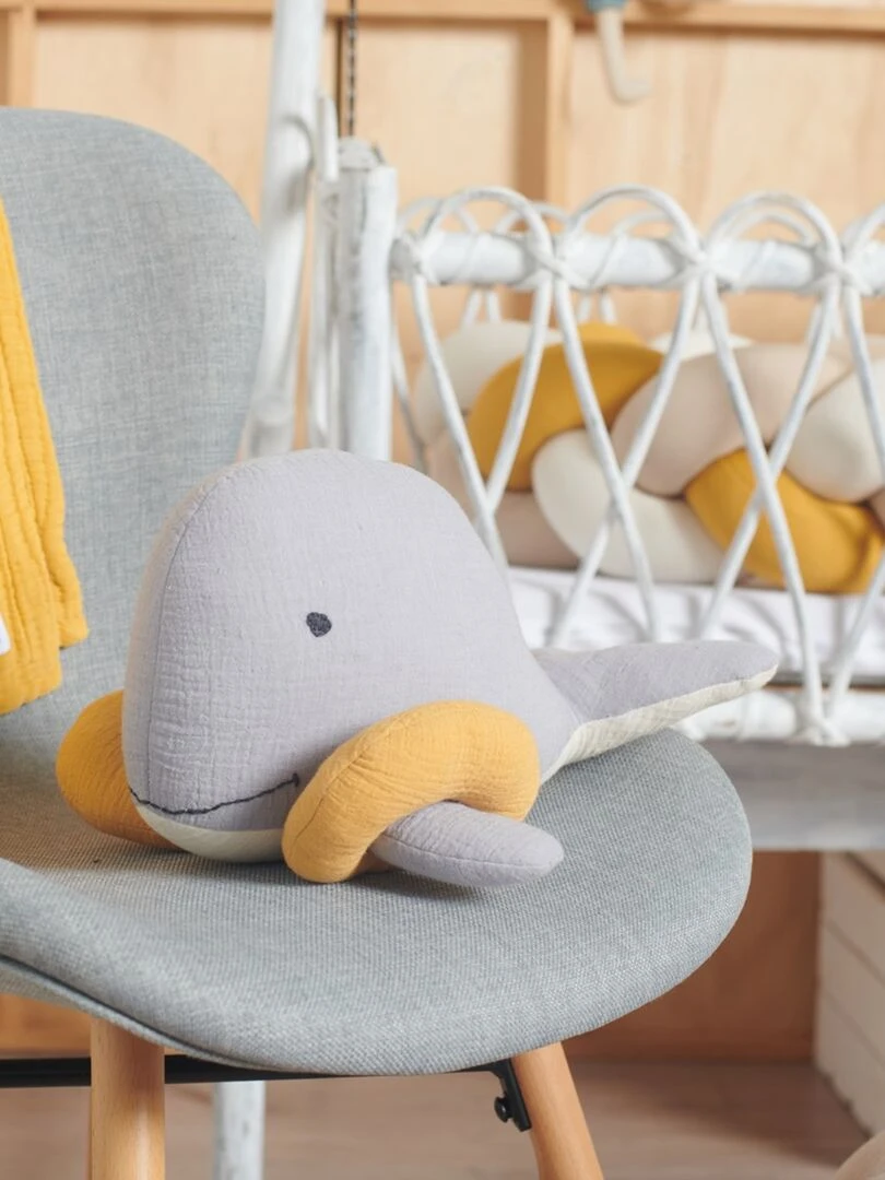 Peluche en coton mousseline baleine "Bobby" N/A