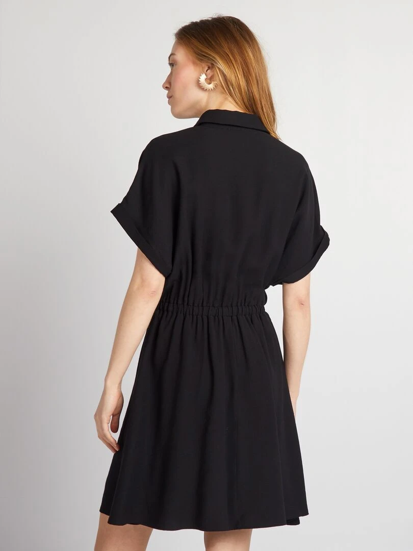 Robe chemise élastiquée   noir