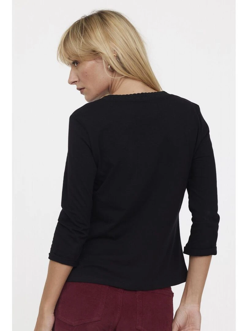 Lee Cooper   T Shirt manches longues coton regular ASHIA   Noir