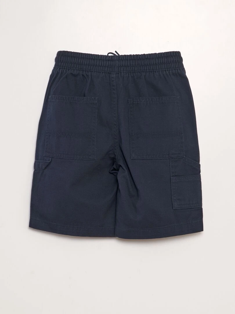 Short élastiqué façon denim bleu marine
