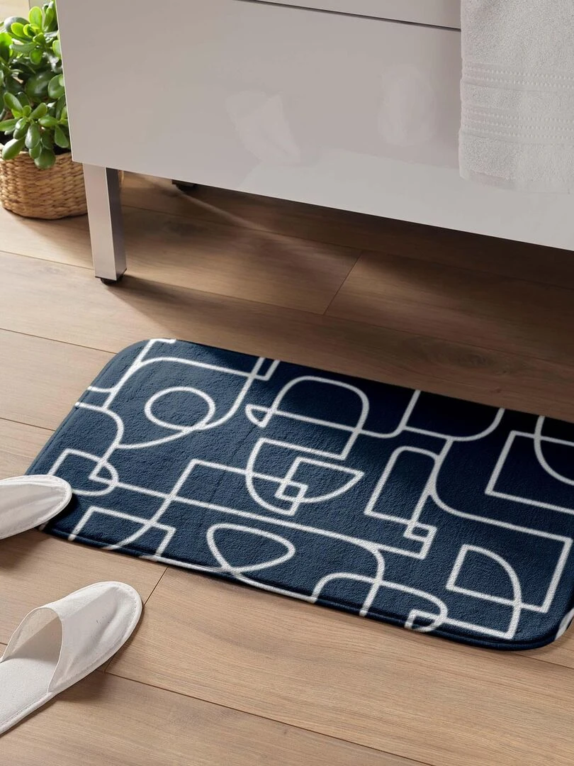 Tapis de bain 45 x 75 cm Labyrinthe Bleu