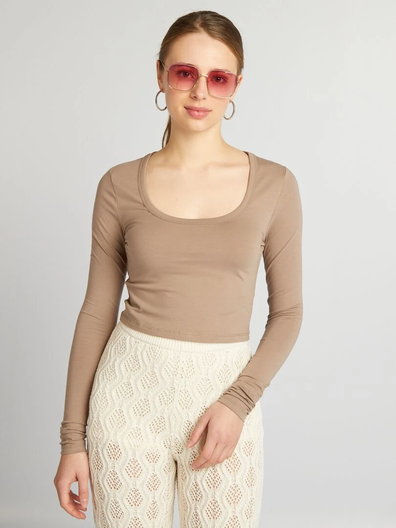 Crop top manches longues BEIGE