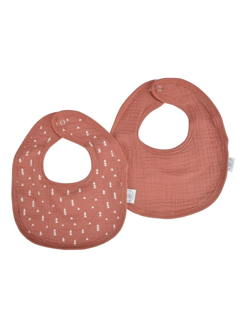 Lot de deux Bavoirs bebe en gaze de coton Marron